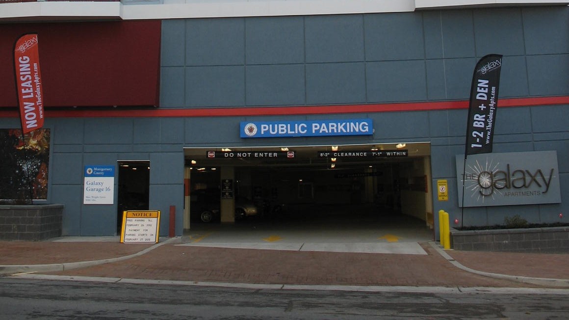 The recently opened Galaxy Parking Garage on King Street in Silver Spring, MD. Opened in March 2012