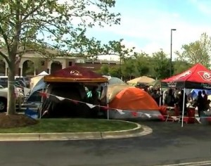 Chicken lovers lined up for a grand opening celebration at Montgomery County's newest Chick-fil-A.