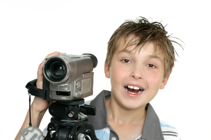 Image of boy with camera in Digital Video Camp at Montgomery Community Media