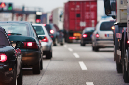 image of cars stuck in traffic