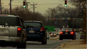 Traffic stopped at traffic signals