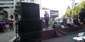 Erin Willett singing National Anthem at Purple Stride DC