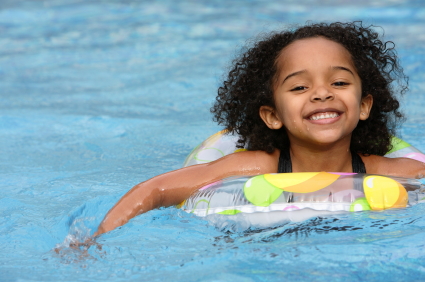 Image of young girl swimming