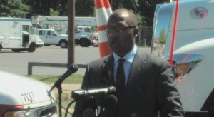 Image of Pepco representative during press conference on being prepared for storms.