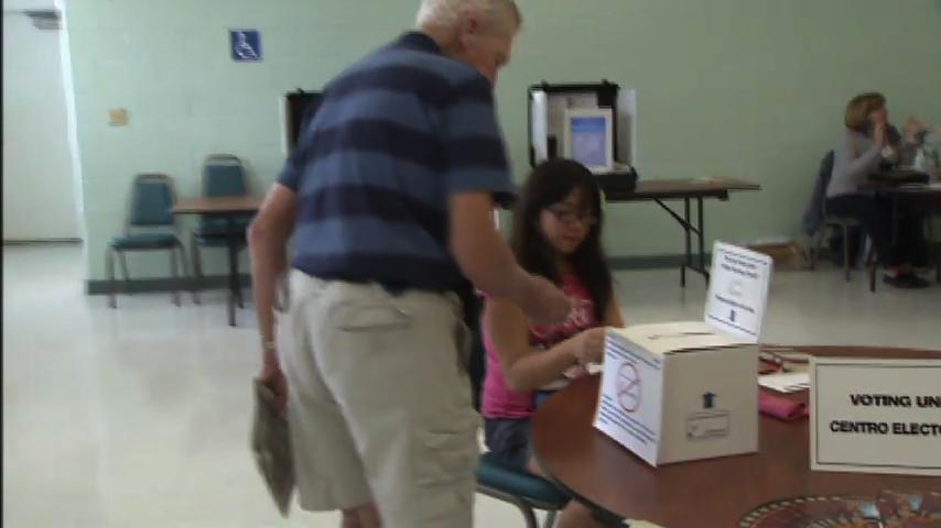 student working as election aide at balloting place