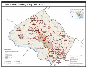 Master planning map of Montgomery County