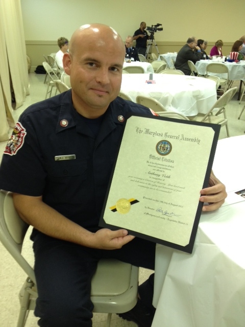 Anthony Veith with his Citation of Bravery