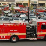 Firetruck at Fairhill Shopping Center National Night Out