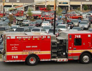 Firetruck at Fairhill Shopping Center National Night Out