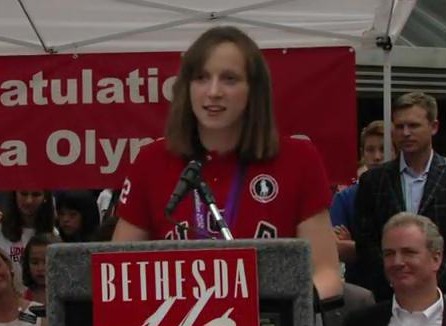 image of Katie Ledecky speaking at Bethesda Awards event