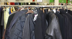 winter coats on rack