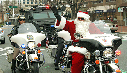 Santa riding on a motorcycle