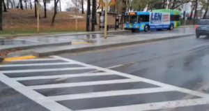 photo of crosswalk with Ride-on Bus
