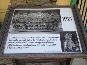 Information about the carousel. It was added to the park in 1921!