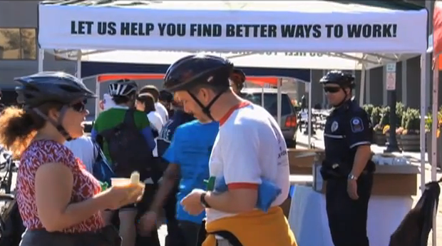 photo cyclists at Fallsgrove pitstop