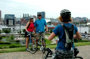 TDP Riders on top of Federal Hill overlook of the Inner Harbor