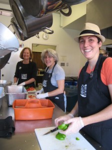 Manna's Director of Nutrition Programs, Jenna Umbriac, volunteering at Farm to Freezer