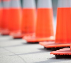 photo of road work cones