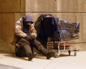 Homeless man in cold