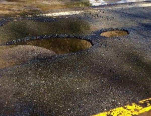 pothole in road