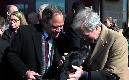 photo Roger Berliner and Phil Andrews at new animal shelter