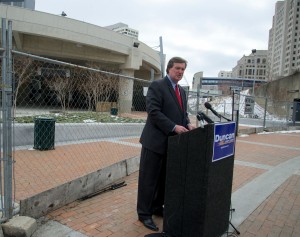 Doug Duncan at Silver Spring Transit Center on March 6.  Photo | Doug Duncan for Montgomery County Executive