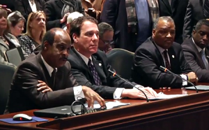 photo of Isiah Leggett testifying in Annapolis for increased funding for school construction