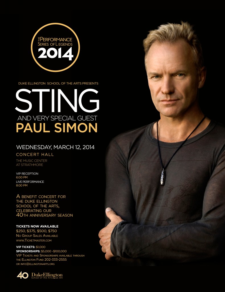 photo of flyer for Sting show at Strathmore