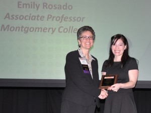 Emily Rosado at award ceremony