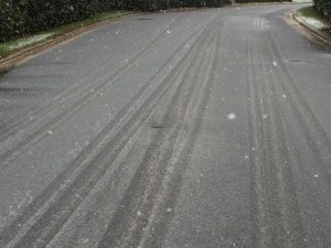 road covered in slush
