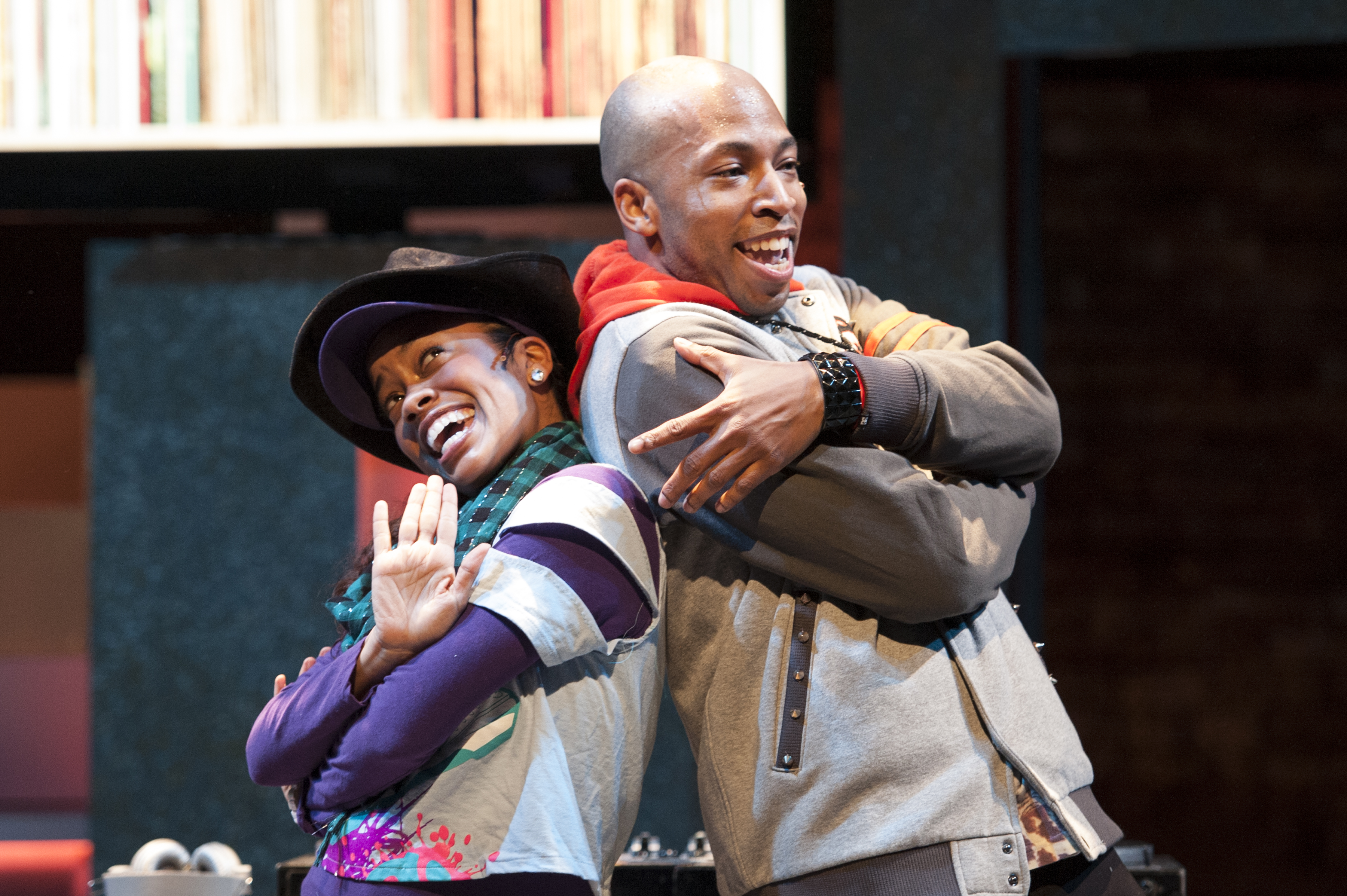 photo of Cinderella (Paige Hernandez) preps Chocolate Ice (Mark Hairston) for his big DJ audition in the world premiere of CINDERELLA: THE REMIX at Imagination Stage through May 25.