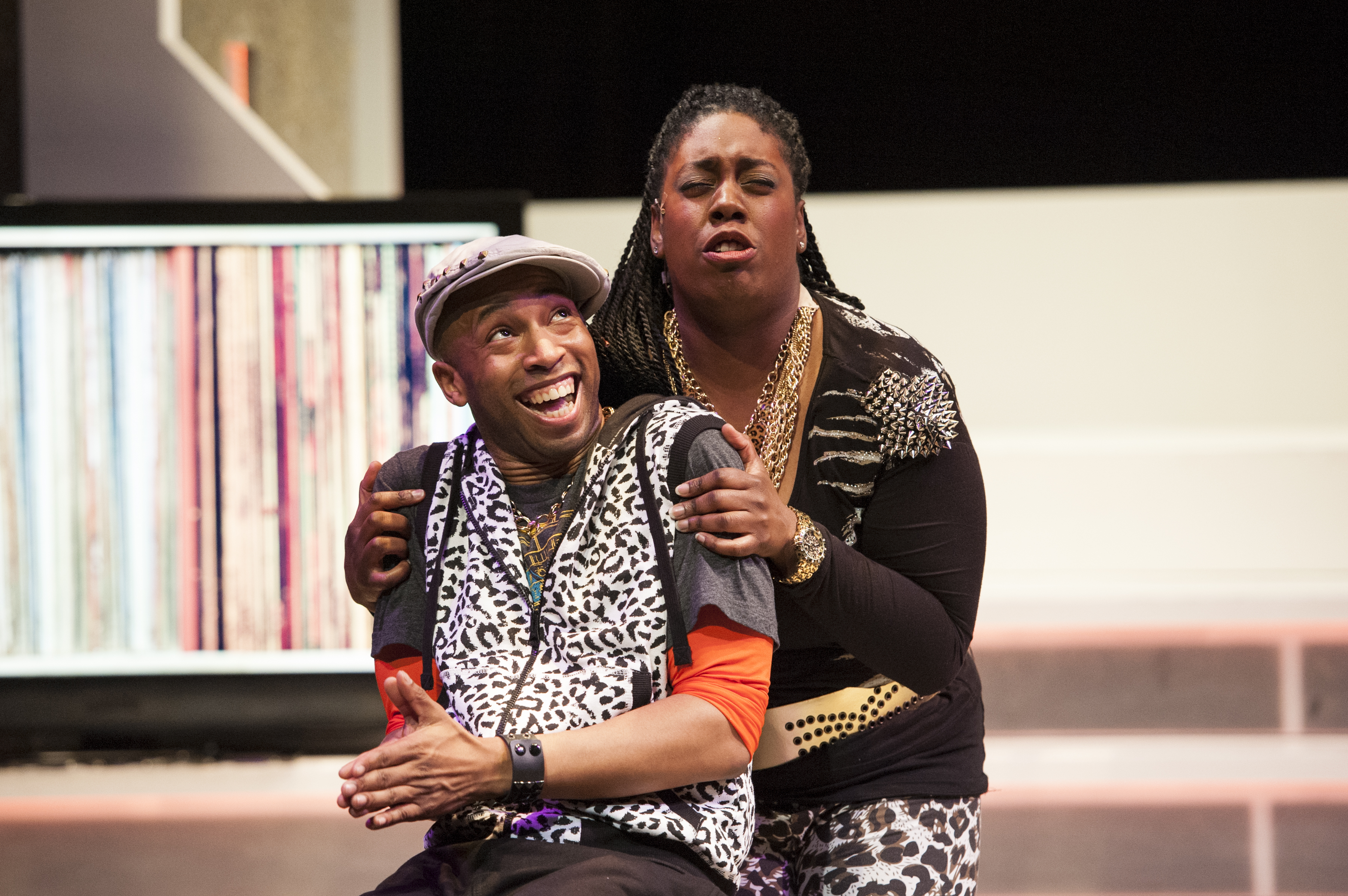 photo of – Chocolate Ice (Mark Hairston) and Bad Ma’amajama (Giselle LeBleu Gant) devise a plan to bring down DJ Sincere in the world premiere of CINDERELLA: THE REMIX at Imagination Stage through May 25.