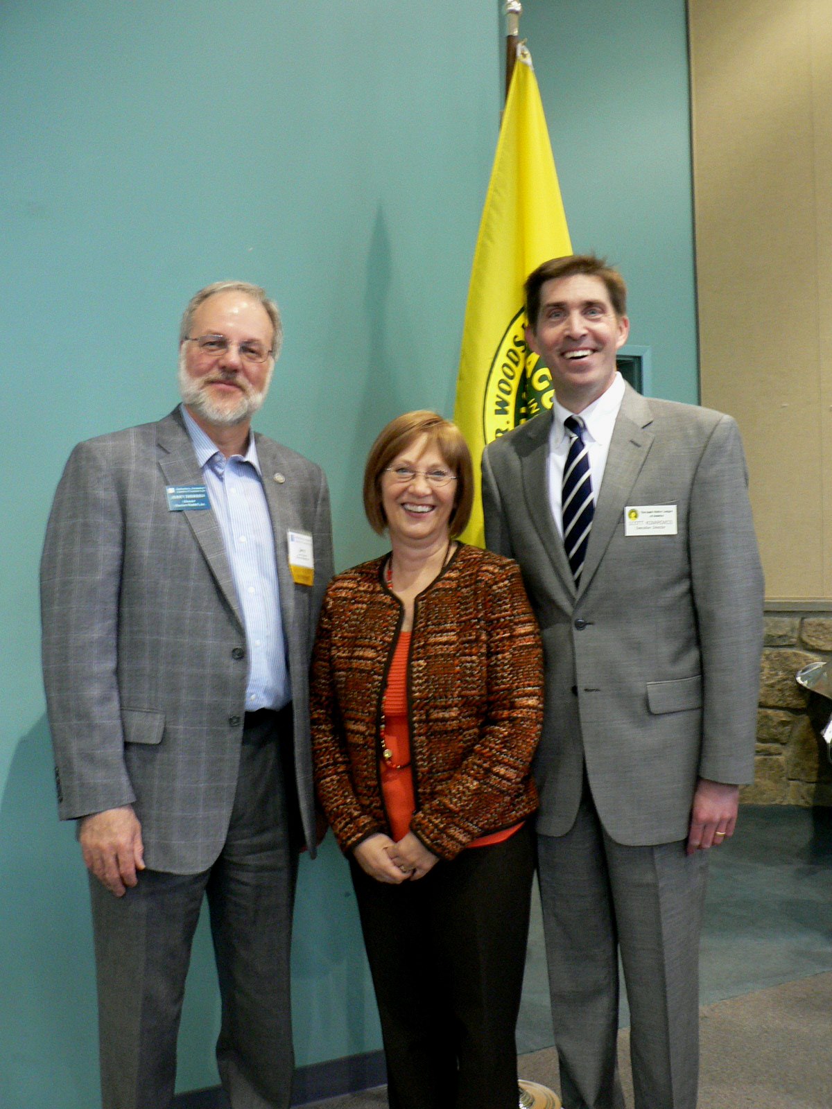 Photo of Therrien Waddell, Inc. President Jerry Therrien, GGCC Executive Director Marilyn Balcombe and Izaak Walton League of America Executive Director Scott Kovarovics