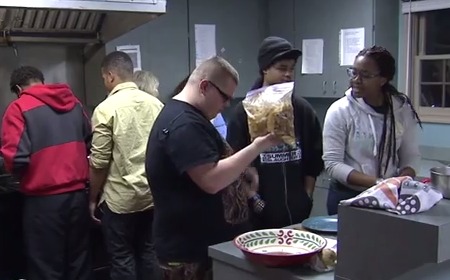 photo of students in kitchen lab