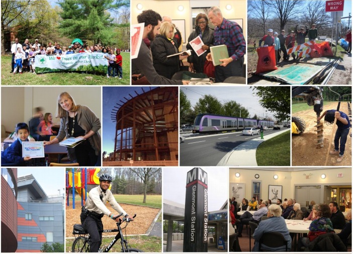 photo of various sites around Montgomery County from spring 2014 Semi-Annual Planning Report