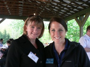 photo of Gaithersburg-Germantown Chamber Young Professional Group Co-Chairs Michelle Day, Kaplan University, and Brittany Hilton, Mid-Atlantic Federal Credit Union, at the Young Professional’s Two-Year Anniversary Picnic Celebration at Smokey Glen.