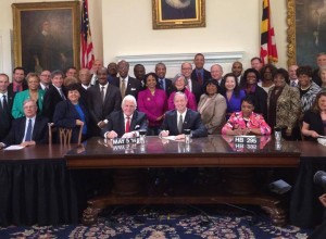 photo of signing of bill raising minimum wage in Maryland into law May 5, 2014