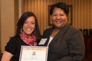 photo of Adventist HealthCare presents 'Flu Fighter' Award to Industrial Bank