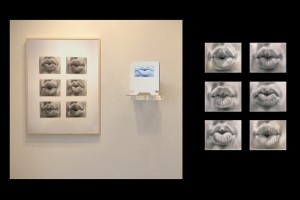 photo of artwork by Scott Hutchison,  “Kiss”, graphite on paper, video dimensions variable.