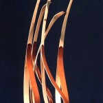 photo of bent wood art piece by Len Harris entitled Gaggle