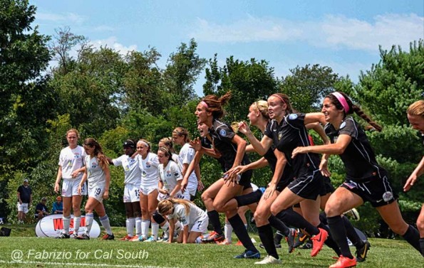 Photo of Winners and Losers – Beach FC 97 Academy girls celebrate the winning of the shootout.