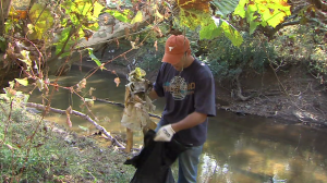 photo of person cleaning up Little Falls