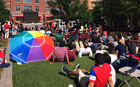 photo of Soccer fans root USA in game against Belgium