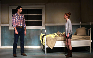 photo of Thomas Keegan and Katie DeBuys in dress rehearsal for Round House Theatre's Fool for Love