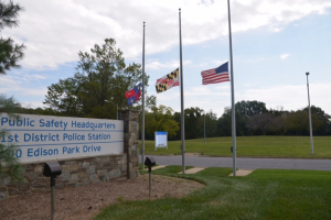 photo of Public Service HQ 9/11 Flags Half Staff