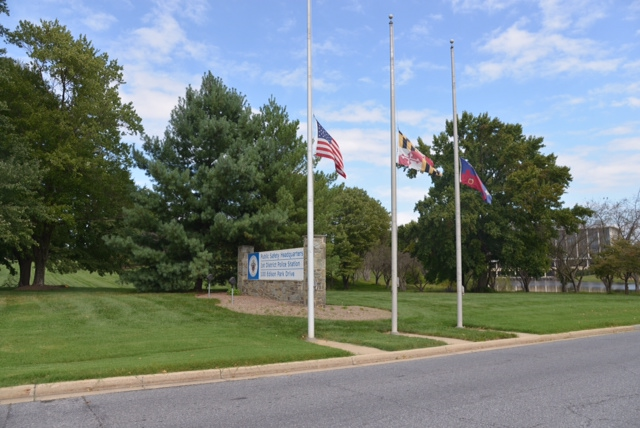 photo of Public Service HQ 9/11 Flags Half Staff