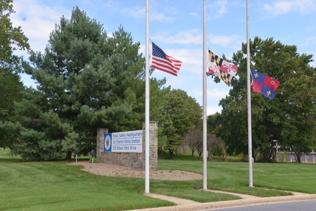 photo of Public Service HQ 9/11 Flags Half Staff