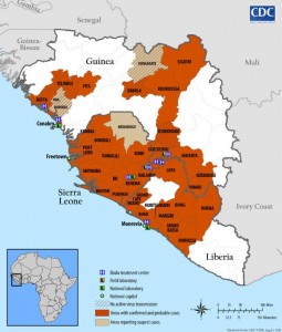 map of 2014 Ebola virus outbreak in West Africa from PHIL ID#: 17755
