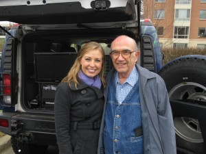 WJLA News 7 meteorologist & weather producer Eileen Whelan talked about the science of forecasting with residents of Riderwood retirement community in December.  Eileen is pictured with resident Bob Sprinkle in front of the ABC News 7 Storm Chaser Hummer.