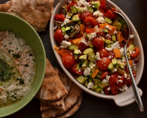 snacks can be pretty AND healthy! here is some homemade hummus with whole wheat pita & roasted veggies